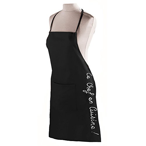 Ligne Decor 60 x 84 cm Cotton Pocket Cuistot Apron, Noir Black, 60X84 cm - Image 3