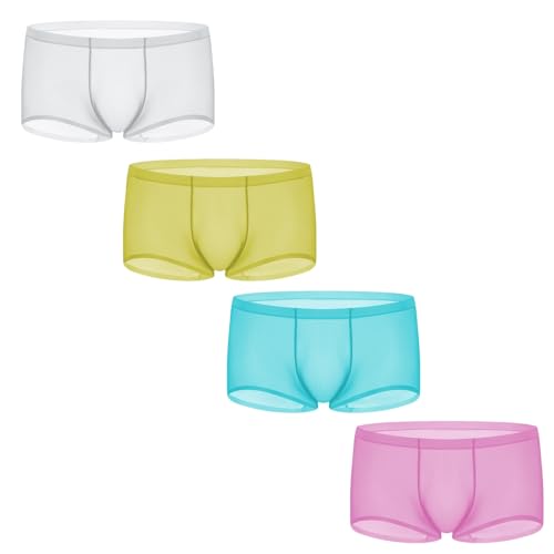 Niksy Underwear, Men's Ultra-Thin Ice Silk Transparent Boxer Briefs, Men Low Waist Sexy Seamless Quick-Drying Underwear
