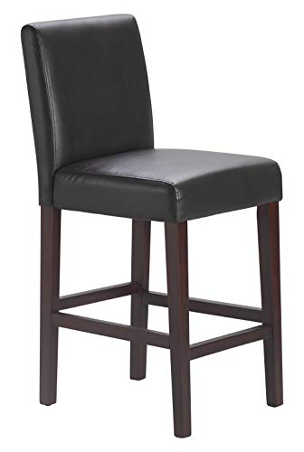 Serta Liam Dining Chairs, Set of 2, High Back Upholstered Chair, 25-1/2-Inch Counter Height Leather Stools, Fits Most Bars and Kitchen Counters, Brown Bonded Leather