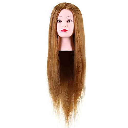 Tête de mannequin cheveux humains et fibre blonds 40% pour formation coiffure