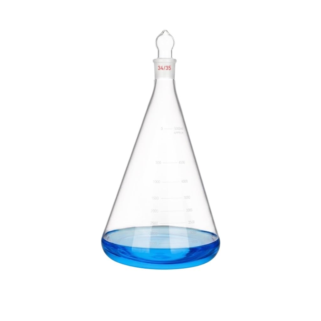 Kolba Erlenmeyera Stożkowa Szklany Korek Szlif Lab-5000mL 34/35#