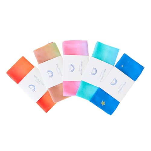 Sarah's Silks - Set of 5 Enchanted Mini Playsilks, 100% Silk 21' Square Scarf for Dance, Movement and Pretend Play - Rainbow, Starry Night, Sea, Fire and Blossom Scarves
