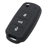 Top 10 Best Vw Touareg Accessory Reviews & Comparison 14 EYANBIS Silicone Key Fob Cover Fit for VW Volkswagen Jetta GTI Passat Golf Tiguan Touareg Beetle CC Eos Key Fob Flip 3 Buttons | Car Accessories | Remote Key Protection Case - Black
