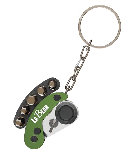 Image of LABEAR Green Mini Folding Ratchet Screwdriver Set with 5 Bits | 72-Tooth reversible pocket ratchet, magnetic 1 /4 inch bit holder, keychain-ready EDC tool