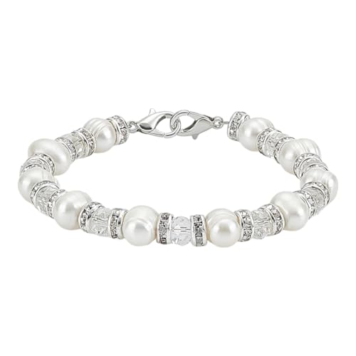 Bracelet perles d'eau douce et de verre 8mm parfait pour vos cérémonies et soirées d'été