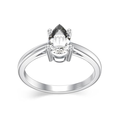 IGI Certified Personalized 10k 14k 18k Solid Gold/925 Sterling Silver Pear-Shaped Rings for Women Personalized Wife Moissanite Ring Customized Engagement Wedding Rings with Lab Grown Diamond and Names for Couple Wife