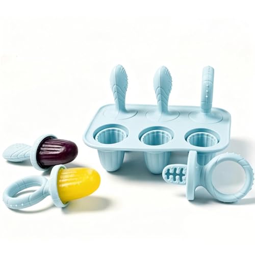 LAIVIYA Molde Helado Bebe, 6x 17ml Moldes Helados Silicona Libre De BPA, Moldes Helados Con Palos Dentición, Ideal Para Bebe Manos Pequeñas