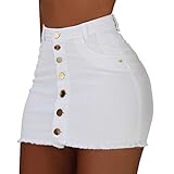 AvoDovA Women's High Waisted Button Down Front Denim Short Skirt Slim Fit Bodycon Skirts with Side...