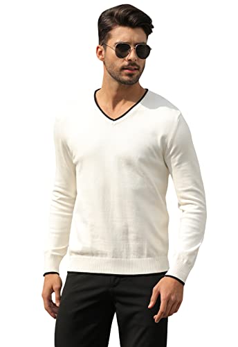 Esobo Men's Cotton V Neck Sweater Knitted Jumper Sweater Long Sleeve Pullover Top3