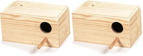 Arquivet Nido de Madera para Pájaros - Casa para Periquitos - Caja para Aves de Jardín - Natural - 20 x 11 x 10 cm (Paquete de 2)