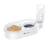 isYoung 2 in1 Double Dog Bowls Set Automatic Water Dispenser Pet Food Water Bowls No-Spill Dog...