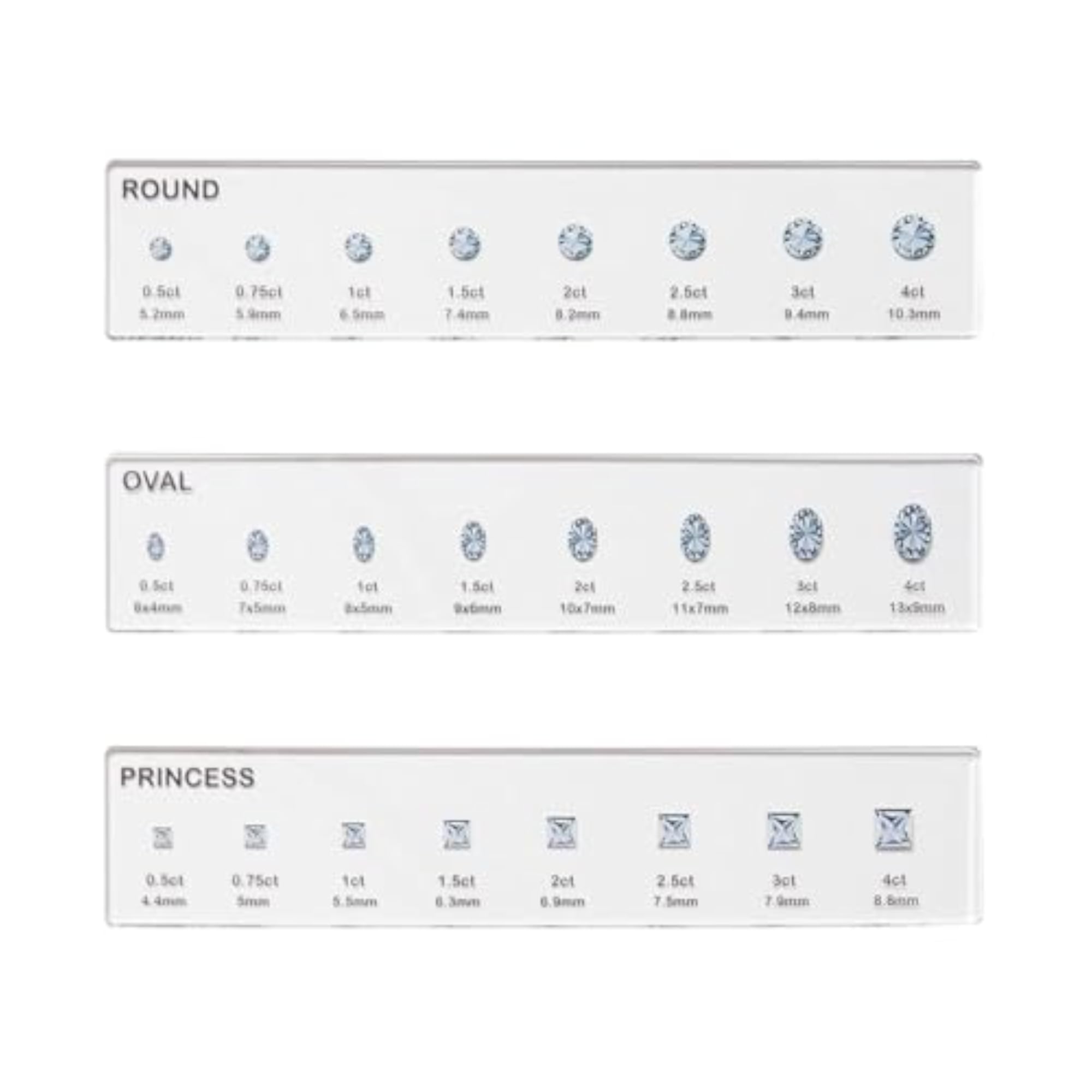 Diamond Sizes Shape Compare Tool Portable Reference