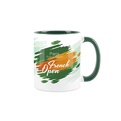 Tennis Grand Slam Mug - French Open - Coffee Tea Present Tennis Major Tournament Gift, Green,red
