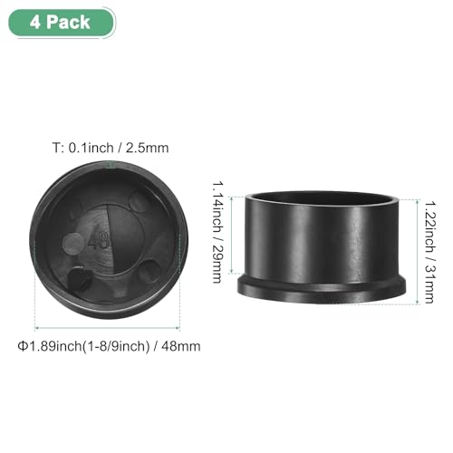 Image of M METERXITY 4-Pack Chair Leg Caps, 1-8 /9 Inch(48mm) PVC Chair Leg Floor Protectors for Folding Chairs /Metal Chairs /Furniture Table /Hardwood Floors, Round Non-Slip Cover End Tips [Black]