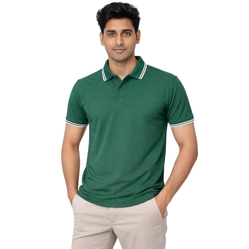 Image of Hangout Hub Men's Polo T Shirt | Solid | Plain Regular Fit Tees|Collar T-Shirts|Half Sleeves|Set of 1 & 2|HH.MP.MAR