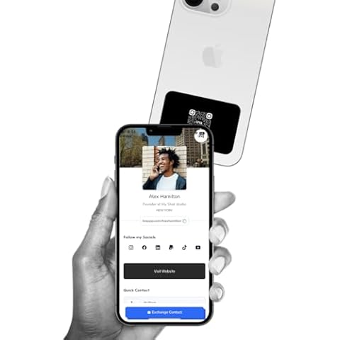 Linq Tap XL - NFC Tap & QR Technology - Add to Your Phone to Share Contact Info, Social Media, Websites, and More! (Matte Black) Cover