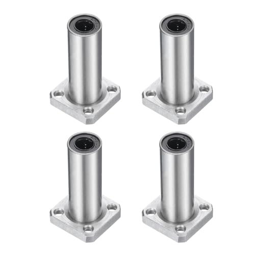 QUARKZMAN LMK8LUU Rodamientos Lineales de Bolas 8mm de Diámetro Interior 15mm de Diámetro Exterior 45mm de Longitud Extra Larga Brida Cuadrada de Acero con Jaula para Máquina CNC