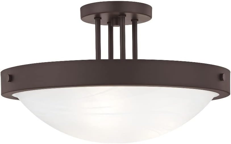 Livex Lighting 73956-07 Bronze Flush Mount with White Alabaster Glass