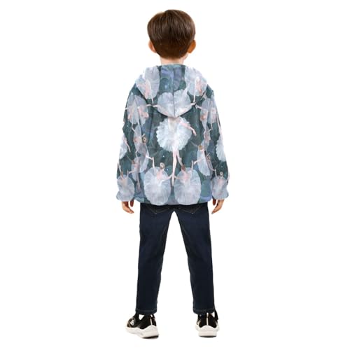 Ballet Dancers in White Tutus Toddler Fleece Jacket Girl Boys Hooded Fleece Jacket Coat Warm Outwear Zip-up 3-10T4