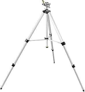 STYDDI Heavy Duty Impact Sprinkler on Tripod Base, Extra Tall Metal Pulsating Telescoping Tripod Sprinkler for Large Area, Yard, Lawn, Garden, Waters up to 90 Ft. Diameter, Legs Extends Up to 50-inch