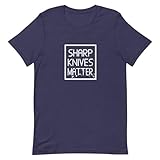 Teegarb Letter Blanket Novelty Pocketknife Design Graphic Tee Shirt Cool Sharp Knives Matter M, Heather Midnight Navy
