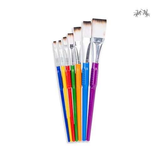 Image of Faber-Castell Tri-Grip Synthetic Hair Brush - Flat, Pack of 7 (Assorted) | Ergonomic Triangular Grip for Comfortable Painting | Ideal for Watercolour, Acrylic & Creative Art Projects