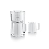 Severin Cafetera de filtro con 2 jarras térmicas, tapa de goteo, vertido sin salpicaduras, conservación duradera de la temperatura, apagado automático, 1000 W, aprox. 1 litro, blanco, KA 9309