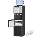 ICEVOKE 3 in 1 Water Cooler Dispenser with Ice Maker, Hot and Cold Water Dispenser for 3 or 5 Gallon Bottle, 27LBS/24H Ice Making, Child Safety Lock & Nightlight, Black