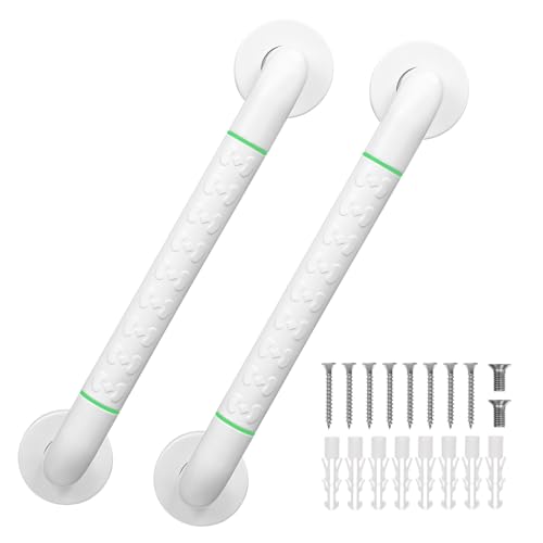 Fanwer 2PCS Bath Grab Rails with Anti-Slip Grip and Safety Luminous Circles,40CM Stainless Steel Bath Handle,Shower Wall Grip Handle Towel Rail.