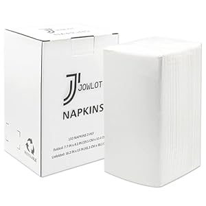 Disposable Paper Napkins, 2-Ply 150 Count Dinner Napkins, White Napkins Bulk for Wedding Party Bathroom and Everyday Use (16.2″ X 15″)