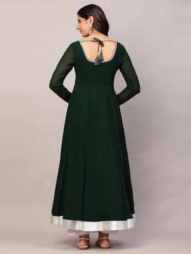 Image of KZA Women's Georgette Hand Embroidered Flared Anarkali Suit for Women | Full Sleeves Flare Anarkali Dress for Woman | Ethnic Flared Anarkali Kurta for Women