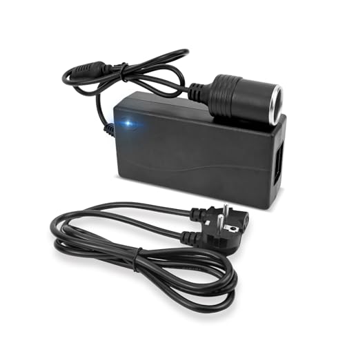 Adaptador Mechero Coche a Enchufe,Transformador 5A 60W, Convertidor de Corriente 220V a 12V,Adaptador Enchufe Coche a Corriente, para Aspiradora deCoche, Frigoríficos Portátiles