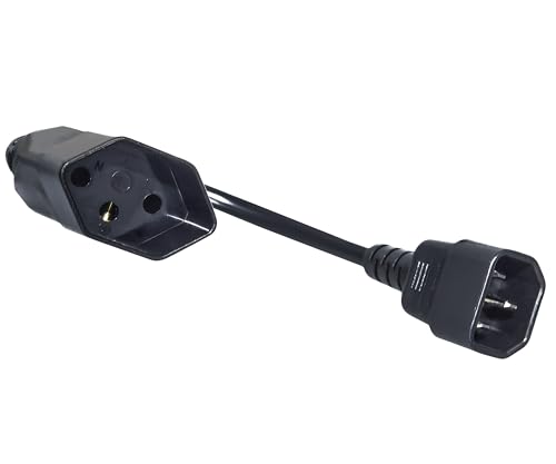 DINIC Stromkabel Netzkabel Schweiz Typ J auf C14, Adapterkabel, 0,75mm², 0,30m