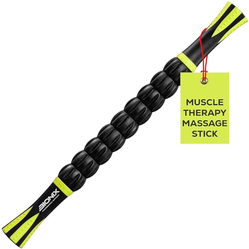 Bionix Massage Roller Stick - 360° Deep Tissue Muscle Roller, Massage Stick for Trigger Points, Calf Leg Roller for Muscles Soreness & Tightness, Cramps, Myofascial Release and Recovery (Green)