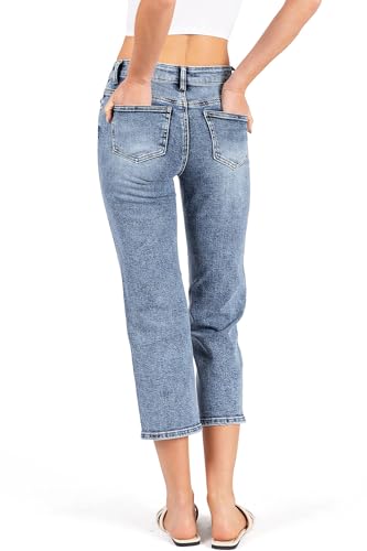 WAX JEAN Womens Juniors High Rise Cropped Straight Jeans3