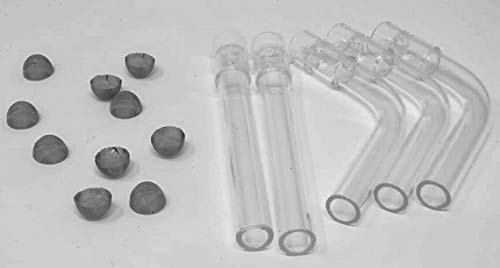 Arizer Solo 3/Solo 2 Max/Solo 2/Solo/Air Max/Air SE/Air/Air 2 Glass Stem Aroma Tubes and Metal Gauze Filters - 3 Curved 2 Straight 10 Gauzes - from Vapes of Wrath