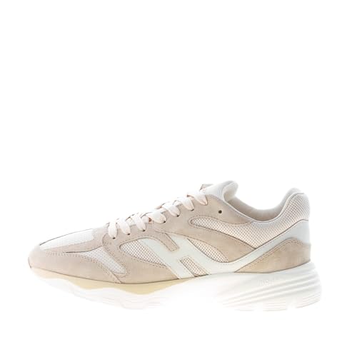 Collezione: Primavera-Estate Hogan Uomo H665 Sneaker in camoscio e Pelle Beige e Panna con punzonature Color Beige Size 42 EU (UK 8)
