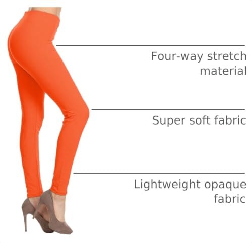 Image of Leggings Depot Women's High Waist Leggings Soft 1 inch Waistband Solid Pants - Regular, Plus, 1X3X, 3X5X