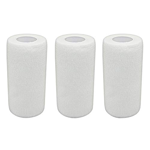 COMOmed Self Adherent Cohesive Bandage Latex 4"x5 Yards First Aid Bandages Stretch Sport Wrap Athletic Tape for Wrist Ankle Sprain and Swelling,White(3 Rolls)