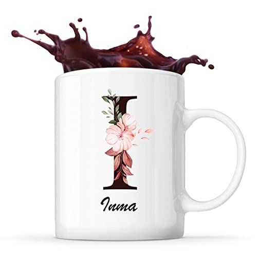 Taza Inma con letra florida para una idea de regalo original. Taza de 325 ml ideal para café y té.