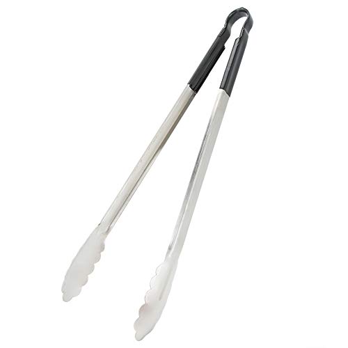 QANYEGN Stainless Steel Kitchen Tongs, Food Clip with Heat Resist Black Handle, Non-Slip BBQ Grill Clamp Tool for Kitchen, Restaurant