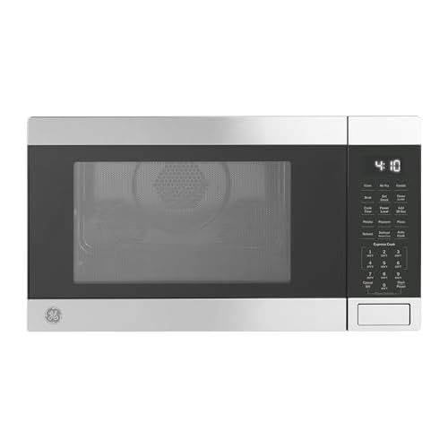 GE GCST10A1WSS 3-in-1 Microwave Oven, 1,050 Watts Air Fryer, Broiler & Convection Mode, Child-Lock Technology, Kitchen Essentials for The Countertop or Dorm Room, New 1.0 Cu. Ft, Stainless Steel