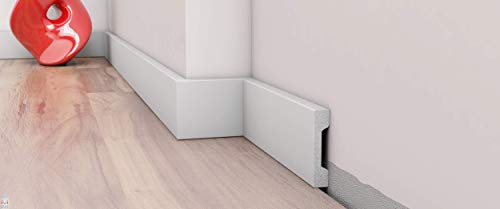 5 pezzi / 10 metri battiscopa – bianco – 2 metri – materiale duro/simile alla plastica – decorazione – Parete – pavimento – soffitto (DP2)
