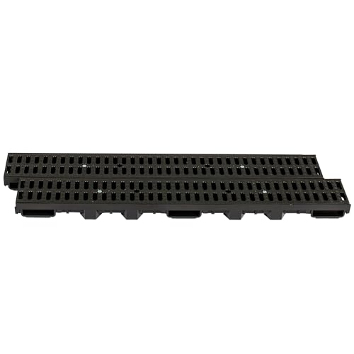 ScarMaxx - Set di canali di drenaggio A15 - Canale per Pavimenti - Scarico per Acqua piovana - Scarico - Canale di drenaggio - Piatto - Plastica - Altezza 115 mm - Nera Classic - 2m