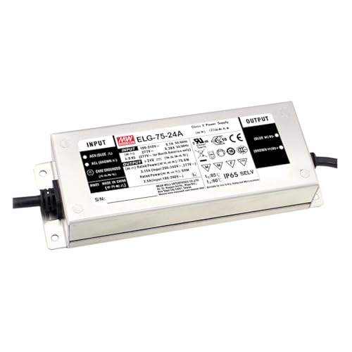 Alimentation LED 12V 5A MEAN WELL ELG-75-12A-3Y 60W IP65 pour éclairage extérieur