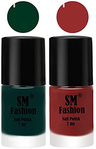 Image of Long Lasting Nail Polish | Nail Paint Combo 7 ml Each) - Set of 2 Dark Green-Jam