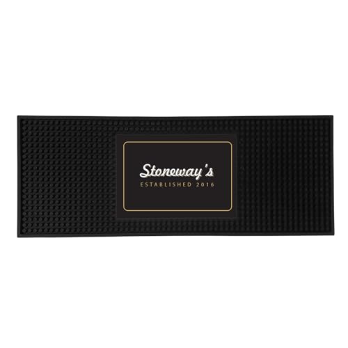 Custom Bar Mat with Family Name and Established Year Personalized Spill-Resistant Rubber Bar Mat for Home Bars