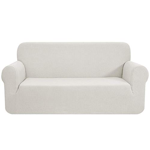 CHUN YI 1 Pièce Jacquard Housse de Canapé Extensible, Revêtement de Canapé (2 Places, Ivoire)