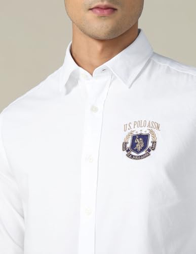 Image of U.S. Polo ASSN. Striped Regular Fit Shirt for Men - 100% Cotton, Breathable & Comfortable, Full Sleeves Casual Shirt for Men