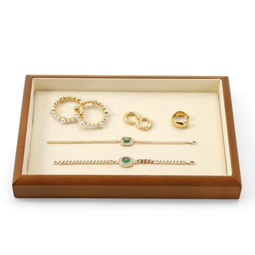 Woodten Beige Microfiber Solid Wood Flat Jewelry Tray by Woodten - Used condition - Image 6
